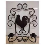 Wrought Iron Rooster Candle Holder