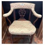 Upholstered Wood Armchair with Open Backrest Desig