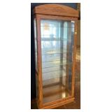 Oak Veneer Glass Curio Cabinet With Shelves
