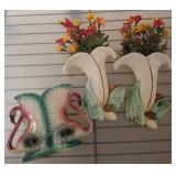 Three Ceramic Planters with Floral Motif