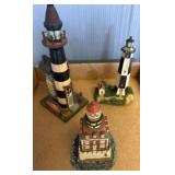 Three Painted Lighthouse Figurines