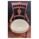 Wooden Spindle-Back Chair with Upholstered Seat