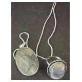 Sterling Silver Necklace And Ring With Stone Accen