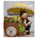 New Haven Burwood Flower Cart Figurine Clock