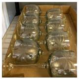 Eight Etched Glass Stemware Goblets