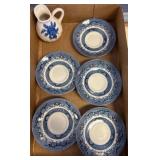 Blue Printed China Saucers and Ceramic Left-Hand J