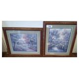 Framed Pastoral Scene Prints, 19x16