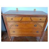 Wooden Four-Drawer Chest with Inlay Accents