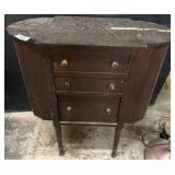 Wooden Three-Drawer Side Table With Drop Leaves