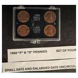 1960 'P' and 'D' Pennies, Set of Four