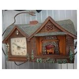Rustic Electric Fireplace Clock with Detailed Cabi