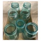 7 Ball Perfect Mason Blue Glass Jars