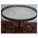 Round Metal Table With Mirrored Top, 22x19