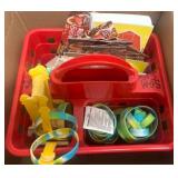 Red Basket With Assorted School-Themed Items