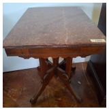 Wooden Table with Marble Top, 20x28x29 Inches