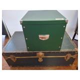 Green Storage Box and Vintage Trunk Set