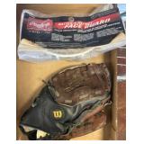 Wilson Baseball Glove and Rawlings Face Guard