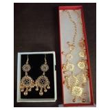 Gold-Tone Filigree Necklace and Earring Set