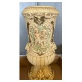 Ceramic Vase With Cherub Motif and Crackle Finish