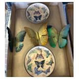 Butterfly-Themed Plates and Metal Wall Hangings