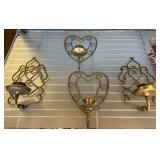 Four Brass Wall-Mounted Sconces