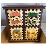 Wooden Spice Cabinet With Ceramic Animal Drawers