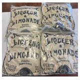 Four Printed Burlap Textile Sacks