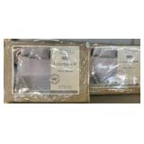 Two Embroidered Beige Quilts, 150 x 150 cm