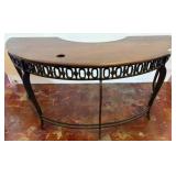 Wood and Metal Demilune Desk, 72x30x30