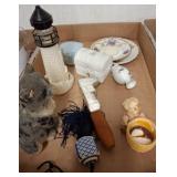 Box Lot of Decorative Figurines and Household Item