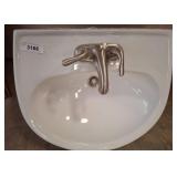 Wall-Mount Ceramic Sink with Stainless Faucet