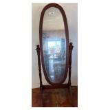 Wooden Cheval Mirror With Oval Frame