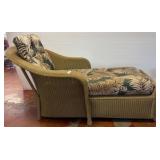Wicker Chaise Lounge with Tropical Cushions
