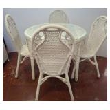 Wicker Patio Set with Glass-Top Table and 4 Chairs