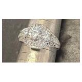 Sterling Silver Cubic Zirconia Ring, Size 10