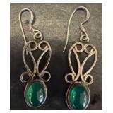 Sterling Silver Earrings with Chrysoprase Stones