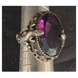 Sterling Silver Amethyst Ring with Salamander Desi