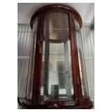 Wood and Glass Curved Wall Display Cabinet