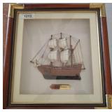 3pc Framed Nautical Prints & 3D May Flower Model