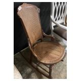 Wooden Rocking Chair with Cane Back and Seat