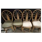 Four Rattan Dining Chairs with Cushions
