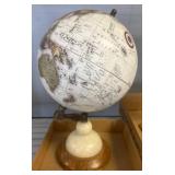 Small Decorative Globe with Marble and Wood Base