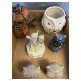 Ceramic and Resin Owl-Themed Figurines