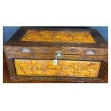 Carved Wood Chest with Mythological Motifs