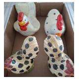 Four Ceramic Chicken Figures