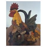Painted Resin Rooster Figurine With Sunflower Moti