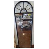 Arched Black Metal-Framed Wall Mirror