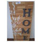 Wooden Wall Plaque with 'HOME' and Branch Design