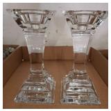 Faceted Clear Glass Candleholders