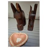 Carved Wood Figures and Wedgwood Dishes